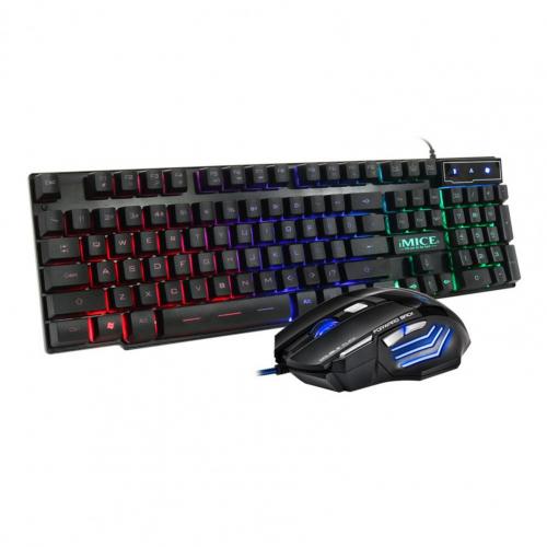 Glowing Keyboard Mouse Set Backlit Multi Colors ABS Waterproof  PC