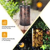 Retro Solar Lantern Lights Outdoor Garden Metal Leaf  Lamp