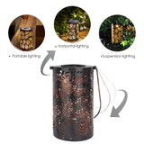 Retro Solar Lantern Lights Outdoor Garden Metal Leaf  Lamp