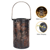 Retro Solar Lantern Lights Outdoor Garden Metal Leaf  Lamp