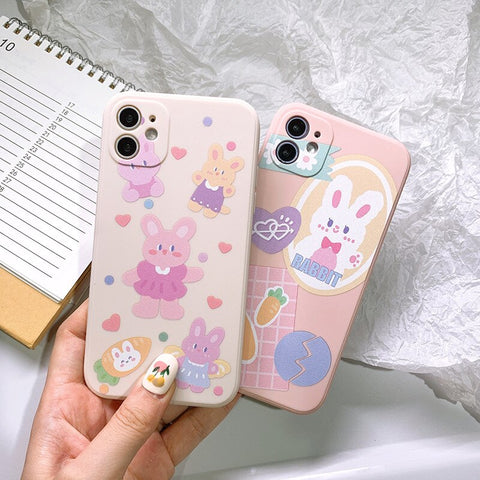 Retro Sweet Bunny carrot japanese Kawaii Phone Case for iPhone