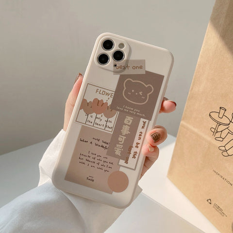 Retro chocolate smile sweet bear art Phone Case For iPhone