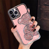 Luxury Brand Glitter Bling Bear Leather Soft Phone Case For IPhone  Cute Protector Back Cover