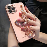 Crystal Gem Phone Case for Iphone Glitter Bracelet Cover Soft Shockproof Fundas