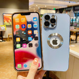 Luxury Electroplate CD Pattern Case for IPhone Hole TPU Glass Lens Film Cover