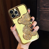 Luxury Brand Glitter Bling Bear Leather Soft Phone Case For IPhone  Cute Protector Back Cover