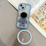 Luxury Hand Ring Loop Soft TPU Case for IPhone Cute Astronaut Folding Stand Holder