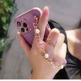 Crystal Gem Phone Case for Iphone Glitter Bracelet Cover Soft Shockproof Fundas