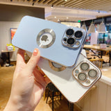 Luxury Electroplate CD Pattern Case for IPhone Hole TPU Glass Lens Film Cover