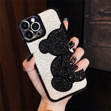 Luxury Brand Glitter Bling Bear Leather Soft Phone Case For IPhone  Cute Protector Back Cover