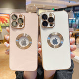 Luxury Electroplate CD Pattern Case for IPhone Hole TPU Glass Lens Film Cover