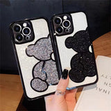 Luxury Brand Glitter Bling Bear Leather Soft Phone Case For IPhone  Cute Protector Back Cover