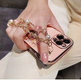 Crystal Gem Phone Case for Iphone Glitter Bracelet Cover Soft Shockproof Fundas