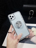 Simple 3D pearl frame Transparent Phone Case For iPhone