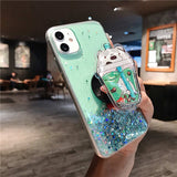 Sparkle Glitter Cartoon Bear Case  Cute Dinosaur Stand  Cover Phone