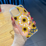 Summer Daisy Flowers Phone Case Transparent Magsafe Magnetic Magnet for IPhone