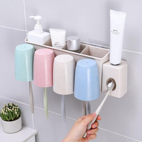 Bathroom Storage Toothpaste Holders Mouth Cup Set Multi-function Rack