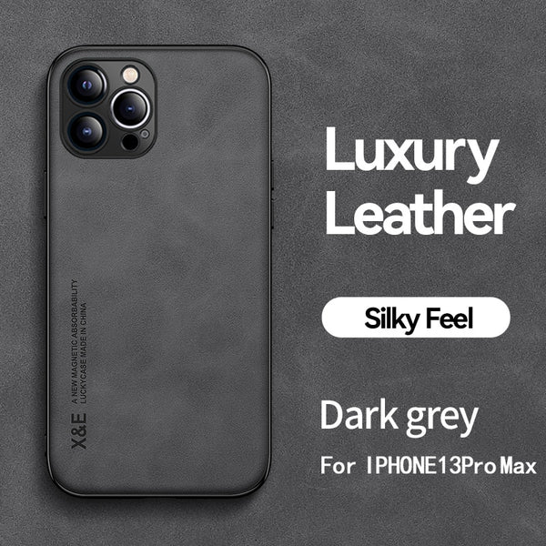 Ultra-thin Silky Feel Magnetic Phone Case for IPhone  Luxury Texture Leather Protection Case