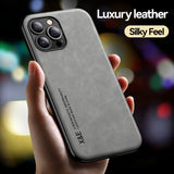 Ultra-thin Silky Feel Magnetic Phone Case for IPhone  Luxury Texture Leather Protection Case