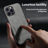 Ultra-thin Silky Feel Magnetic Phone Case for IPhone  Luxury Texture Leather Protection Case