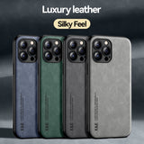 Ultra-thin Silky Feel Magnetic Phone Case for IPhone  Luxury Texture Leather Protection Case