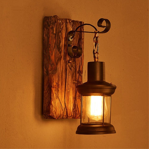 Vintage Industrial Wall Light Indoor Industrial Wood Creative Lamp