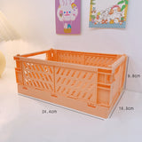 Desktop Foldable Plastic Storage Basket Toy Cosmetics  Five Colors Office