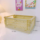 Desktop Foldable Plastic Storage Basket Toy Cosmetics  Five Colors Office