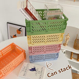 Desktop Foldable Plastic Storage Basket Toy Cosmetics  Five Colors Office