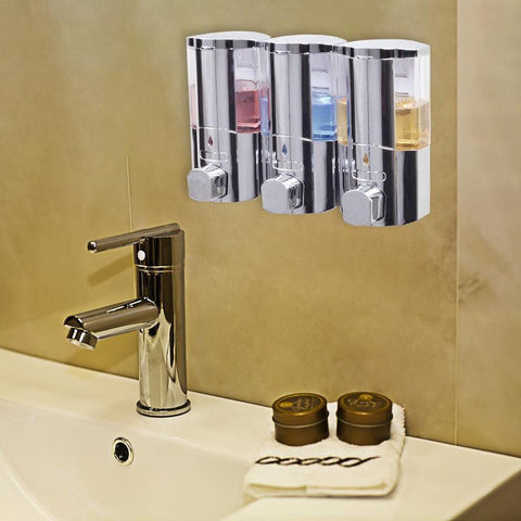 Wall-mounted Hotel Toilet Bathroom Soap Dispenser Plastic Three-Head