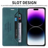 Wallet Anti-theft Brush Magnetic Flip Leather Case For iPhone