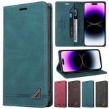 Wallet Anti-theft Brush Magnetic Flip Leather Case For iPhone