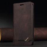 Wallet Anti-theft Brush Magnetic Flip Leather Case For iPhone