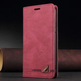 Wallet Anti-theft Brush Magnetic Flip Leather Case For iPhone