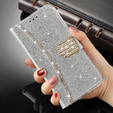 Wallet Flip Case for IPhone Rhinestone Leather Phone Cover