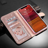 Wallet Flip Case for IPhone Rhinestone Leather Phone Cover