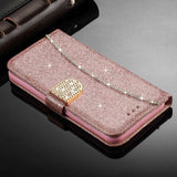 Wallet Flip Case for IPhone Rhinestone Leather Phone Cover