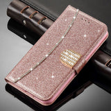 Wallet Flip Case for IPhone Rhinestone Leather Phone Cover