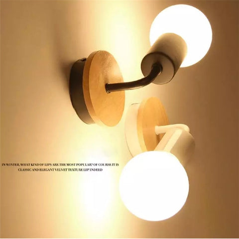 Wood Wrought Iron Wall Lamp Modern Minimalist Wall Light