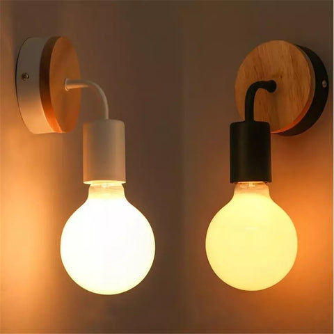 Wood Wrought Iron Wall Lamp Modern Minimalist Wall Light