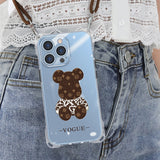 Crossbody Lanyard Clear Leopard Bear Case Suitable for IPhone