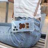 Crossbody Lanyard Clear Leopard Bear Case Suitable for IPhone