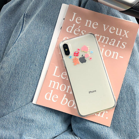 cute cartoon bear peach phone case For Samsung  Soft Cover
