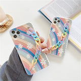 Cute Rainbow Flowers iPhone Case with Strap