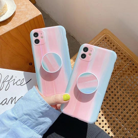 Blue Pink Gradient iPhone Case with Pop Socket