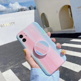 Blue Pink Gradient iPhone Case with Pop Socket