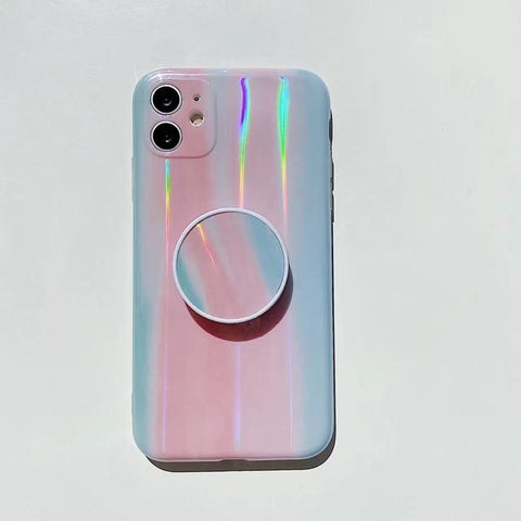 Blue Pink Gradient iPhone Case with Pop Socket