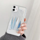 Winter Trees with Moving Glitter iPhone Case