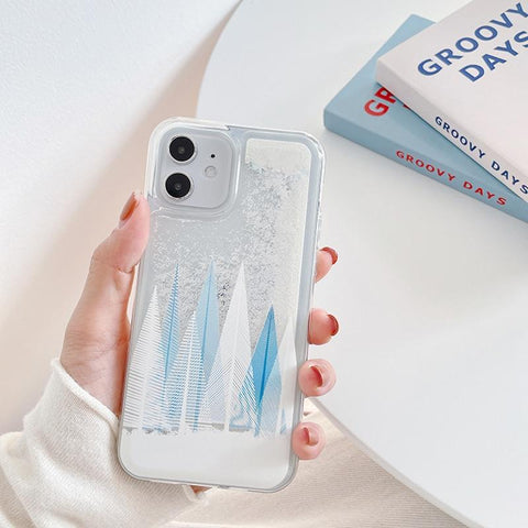 Winter Trees with Moving Glitter iPhone Case