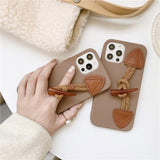 Brown and White iPhone Case with Horn Buckle String